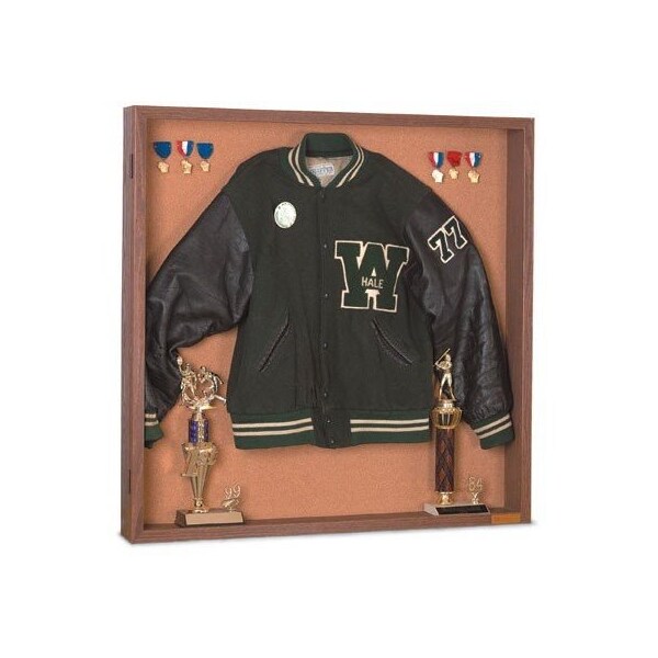 United Visual Products Wood Framed 4" Display Case, 36"x36", Waln UVMCS3636-WALNUT-BUFF - main